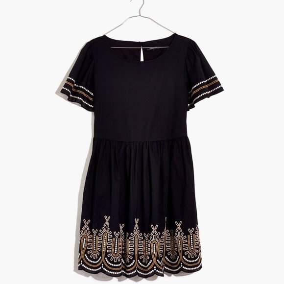 Embroidered Eyelet Puff-Sleeve Mini Dress Size L - Picture 2 of 6